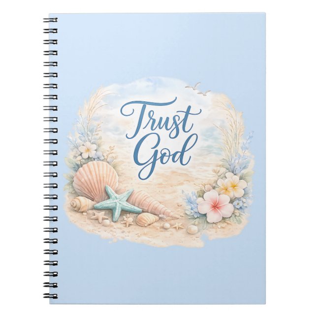 Carnet "Confiez-vous en Dieu" Aquarelle de plage côtière  (Devant)
