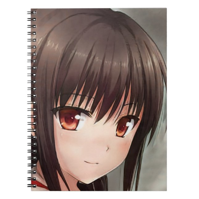 Carnet Connaître sourire anime fille mignonne brunette ye (Devant)