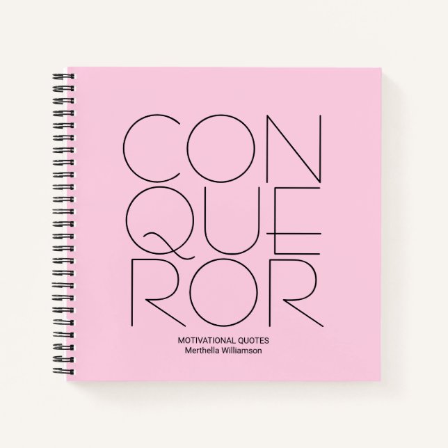 Carnet CONQUÉRANT rose Personnalisé Motivationnel (Devant)