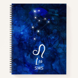 Carnet Constellation du zodiaque Lion Galaxie Bleu foncé