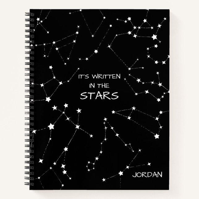 Carnet Constellation Zodiaque Noir Blanc Personnalisée (Devant)