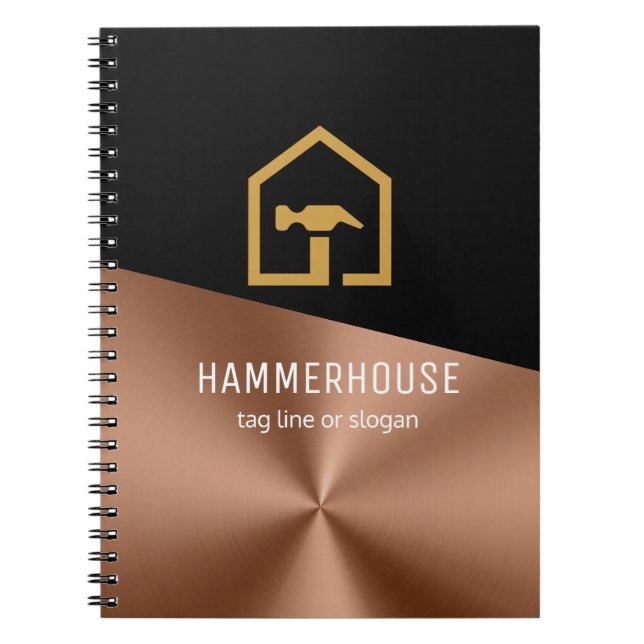 Carnet Construction Moderne Bâtiment Noir & Bronze (Devant)
