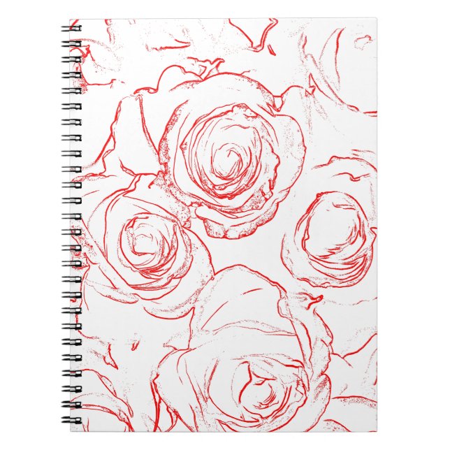 Carnet Contours de roses rouges (Devant)