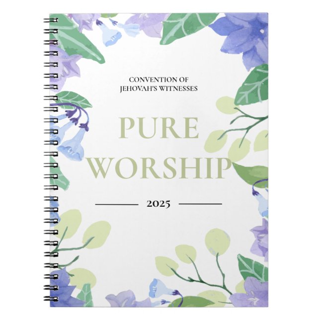 Carnet Convention JW 2025 pur culte bleu floral design (Devant)
