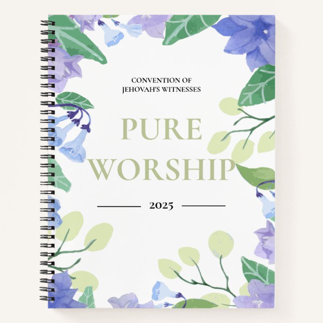 Carnet Convention JW 2025 pur culte bleu floral design (Devant)