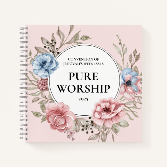 Carnet Convention JW 2025 pur culte design floral (Devant)