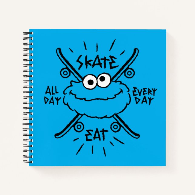 Carnet Cookie Monster Skate Logo - Skate, Eat, 24/7 (Devant)