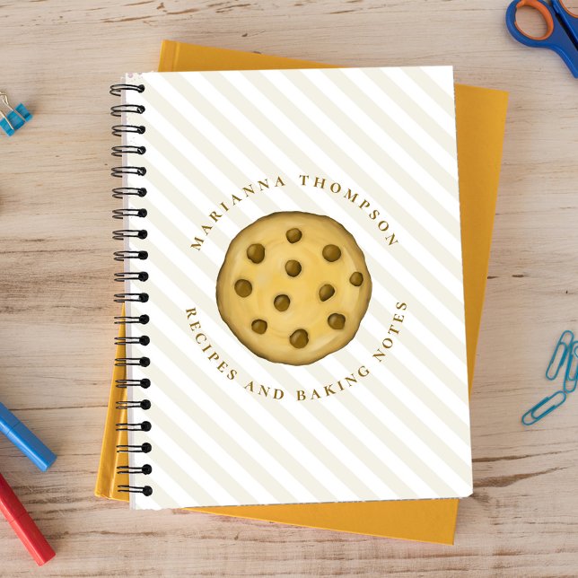 Carnet Cookies de chips au chocolat mignon personnalisés (Cute chocolate chip cookie treat custom spiral notebook.)