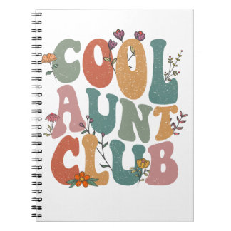 Carnet Cool aunt club, retro floral text, fun gift tee