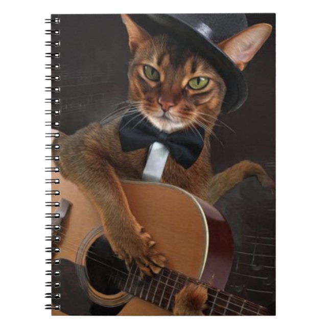 Carnet Cool Cat Guitarist – Minimal Elegant Design (Devant)