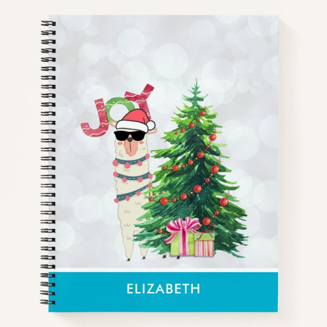 Carnet Cool Christmas Llama | Joy Typography (Devant)