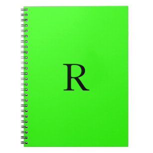 Carnet Cool de couleur solide vert néon initial du monog