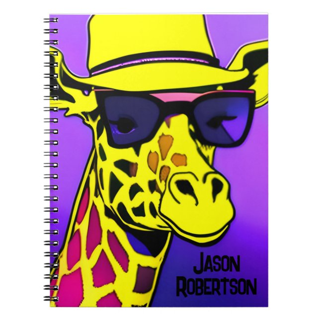 Carnet Cool Dude Giraffe en lunettes de soleil. Modifiabl (Devant)