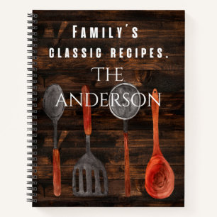 Carnet Cool en bois rustique Recette classique de la fami