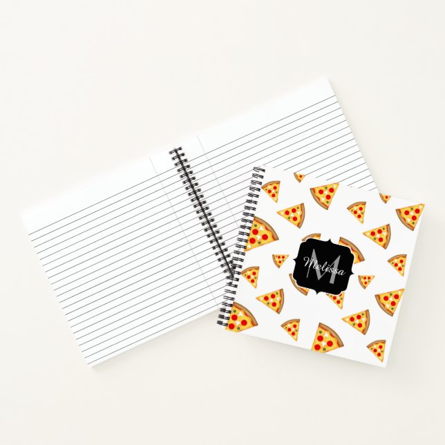 Carnet Cool et fun pizza tranches motif Monogram blanc (Intérieur)