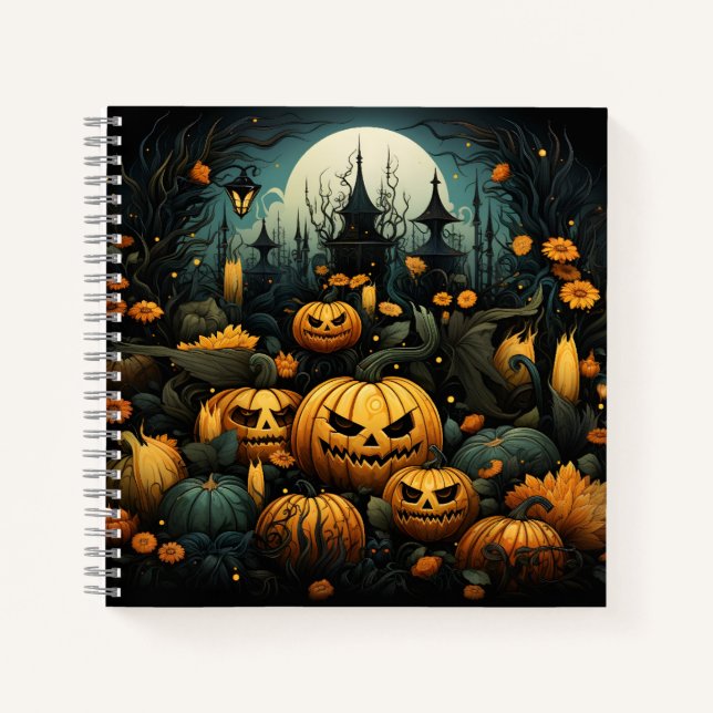 Carnet Cool Halloween Motif sans couture Awesome Citrouil (Devant)