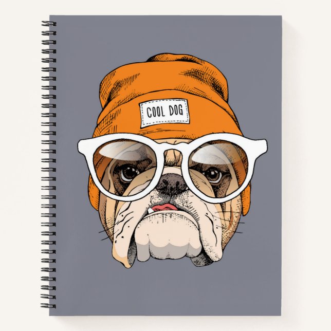 Carnet Cool Hipster Bulldog (Devant)