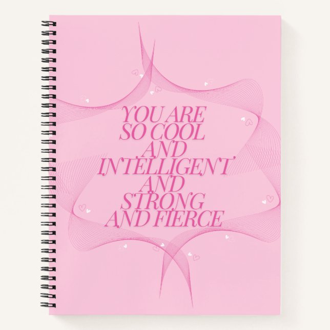 Carnet Cool, Intelligente, Forte, Féroce, Patronne, Rose (Devant)