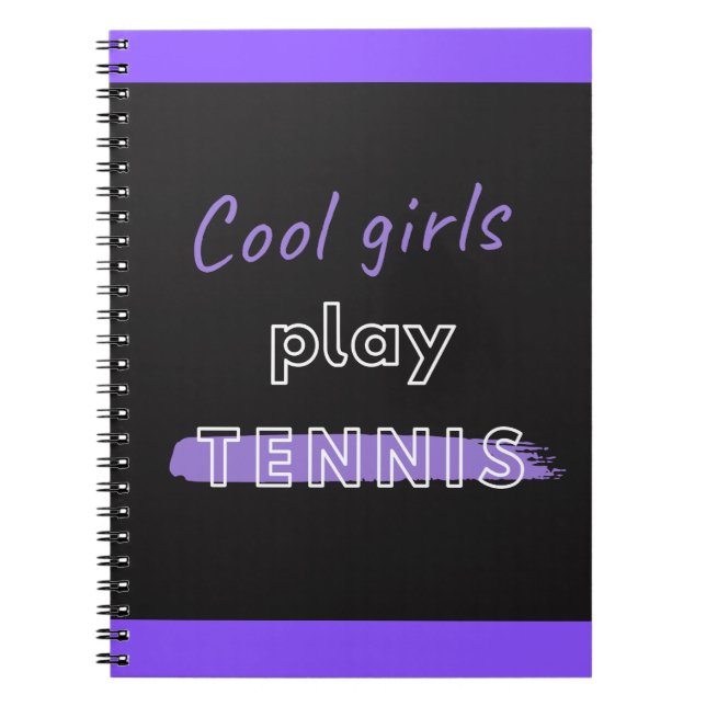 Carnet Cool Jouer Tennis Citation noir et violet (Devant)