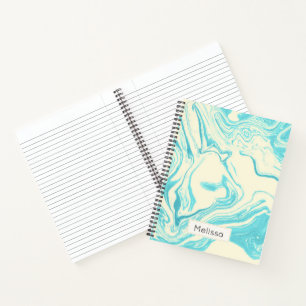 Carnet Cool marbre design en Turquoise et Crème sur mesur