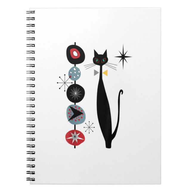Carnet Cool moderne du milieu du siècle Chat Kabob Design (Devant)