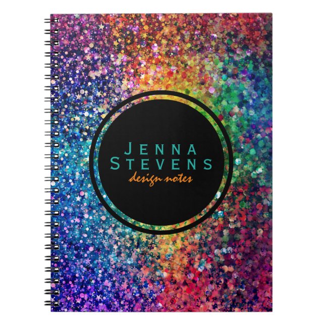 Carnet Cool Multicolor Parties scintillant rétro et étinc (Devant)