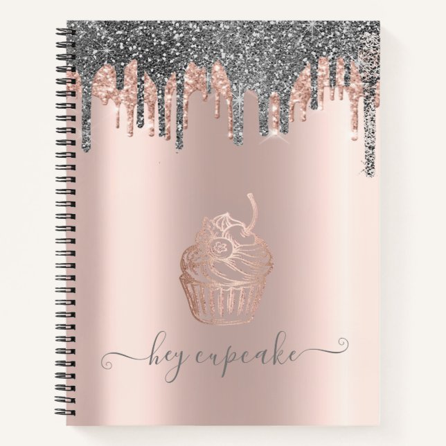Carnet Cool Parties scintillant argent  Rose Gold Cupcake (Devant)