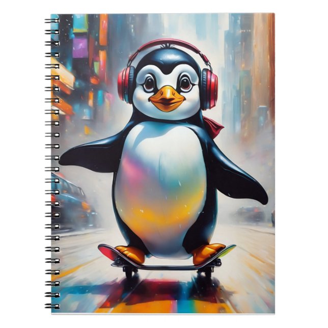 Carnet Cool Peinture d'Art numérique de pingouin (Devant)
