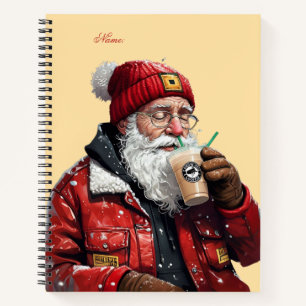 Carnet Cool Père Noël Boire du café glacé Art de Noël