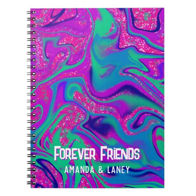 Carnet Cool rose violet Parties scintillant fille Anniver (Devant)
