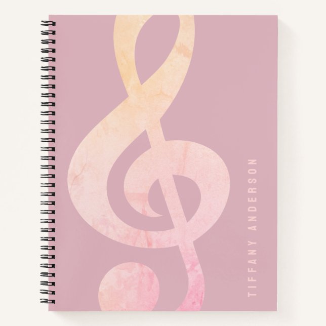 Carnet Cool Rustic Pink Grunge Music Art Monogramme Nom (Devant)