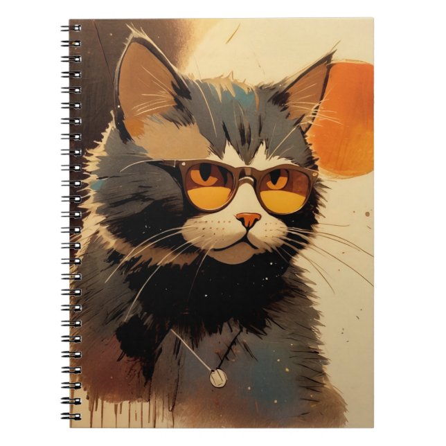 Carnet Cool Streetwear Graffiti Cat with Sunglasses Graph (Devant)