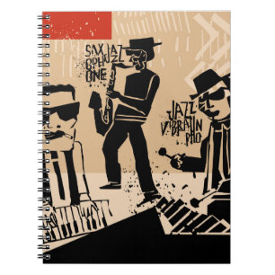 Carnet cool vintage d'affiche du groupe de jazz avec trom
