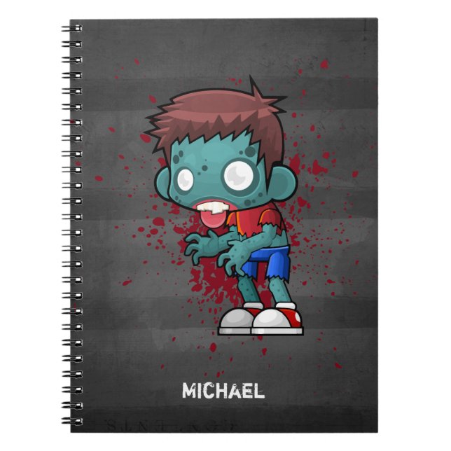 Carnet Cool Zombie Mec avec sang / Peinture (Devant)