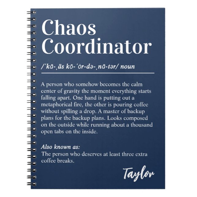 Carnet Coordonnateur de chaos Définition de dictionnaire  (Devant)
