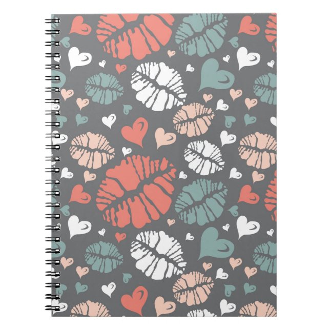 Carnet Copie de baiser et motif de coeur (Devant)