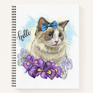 Carnet Copie de la main dessin drôle Chat mignon avec des