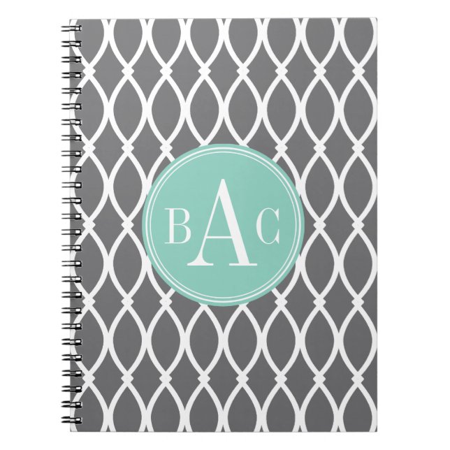 Carnet Copie décorée d'un monogramme gris-foncé et en bon (Devant)