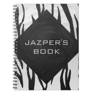 Carnet Copie noire et blanche de tigre de monogramme