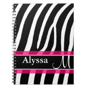 Carnet Copie rose de zèbre personnalisée