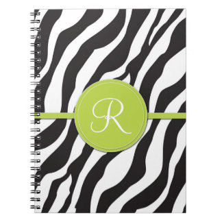 Carnet Copie verte Girly de zèbre de monogramme
