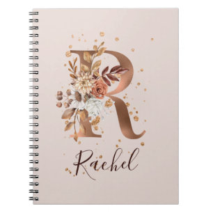 Carnet Copper Autumn Floral Letter R Fall Flowers