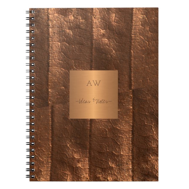 Carnet Copper or métallique luxe exclusif monogrammed (Devant)