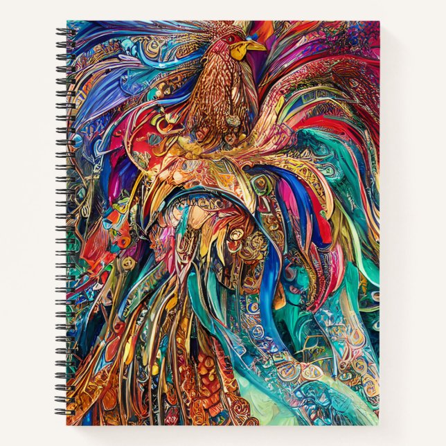 Carnet Coq - Kaleidoscope des couleurs (Devant)