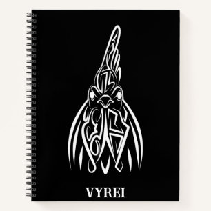 Carnet Coq tribal noir et blanc