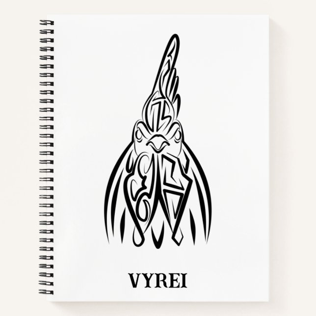 Carnet Coq tribal noir et blanc (Devant)