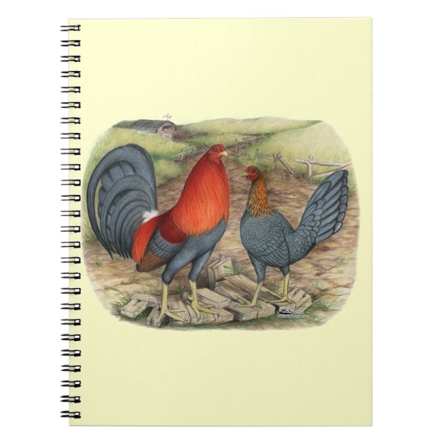Carnet Coqs Américains Bleus Rouges (Devant)