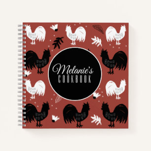 Carnet Coqs Motif Floral de Ferme Dessiné à la Main