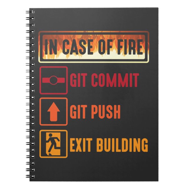 Carnet Coque Of Fire git commit git push programmeur de c (Devant)