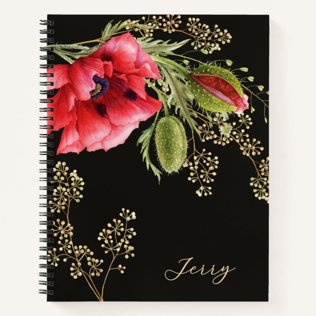 Carnet Coquelicot Aquarelle Rouge Époustouflant (Devant)